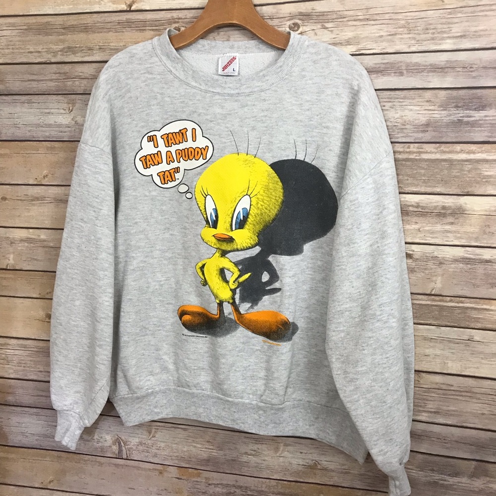 Vintage Jerzees Sweater Tweety Bird Warner bros - Picture 1 of 8